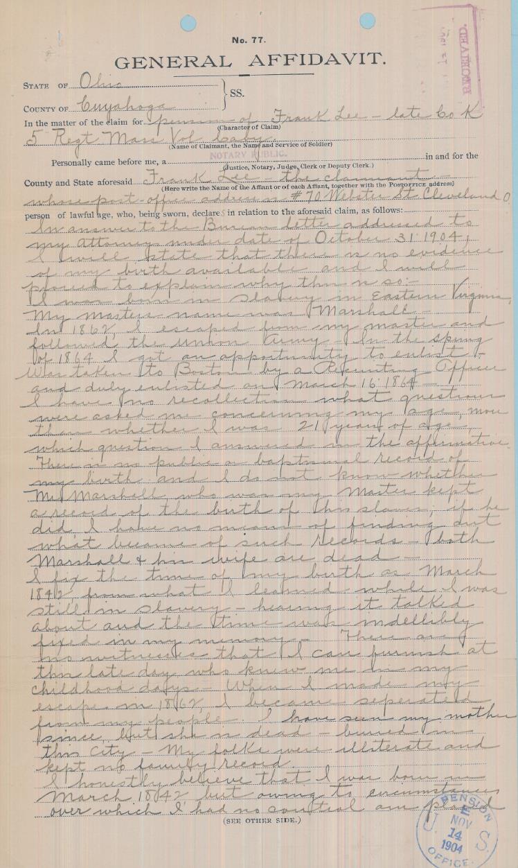 Frank Lee Pension Deposition