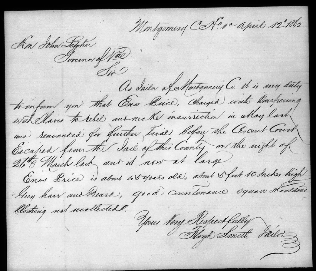 Letter to John Letcher