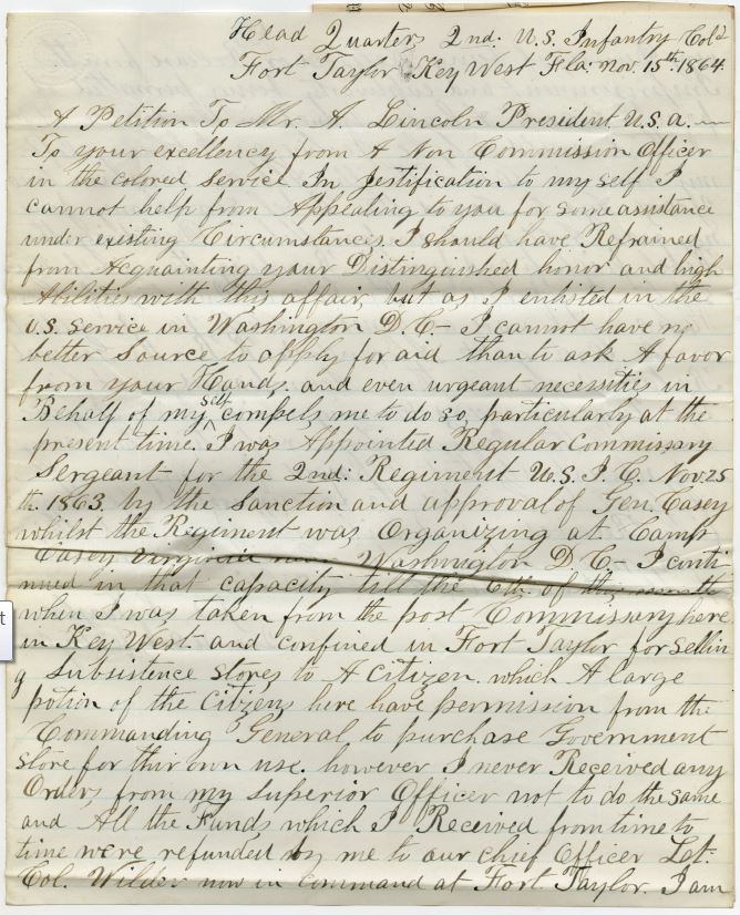 Taylor to Lincoln Letter